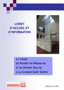 Livret d`accueil du patient dialysé - Clinique Saint
