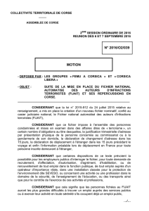 Motion déposée par les groupes Femu a Corsica et Corsica Libera
