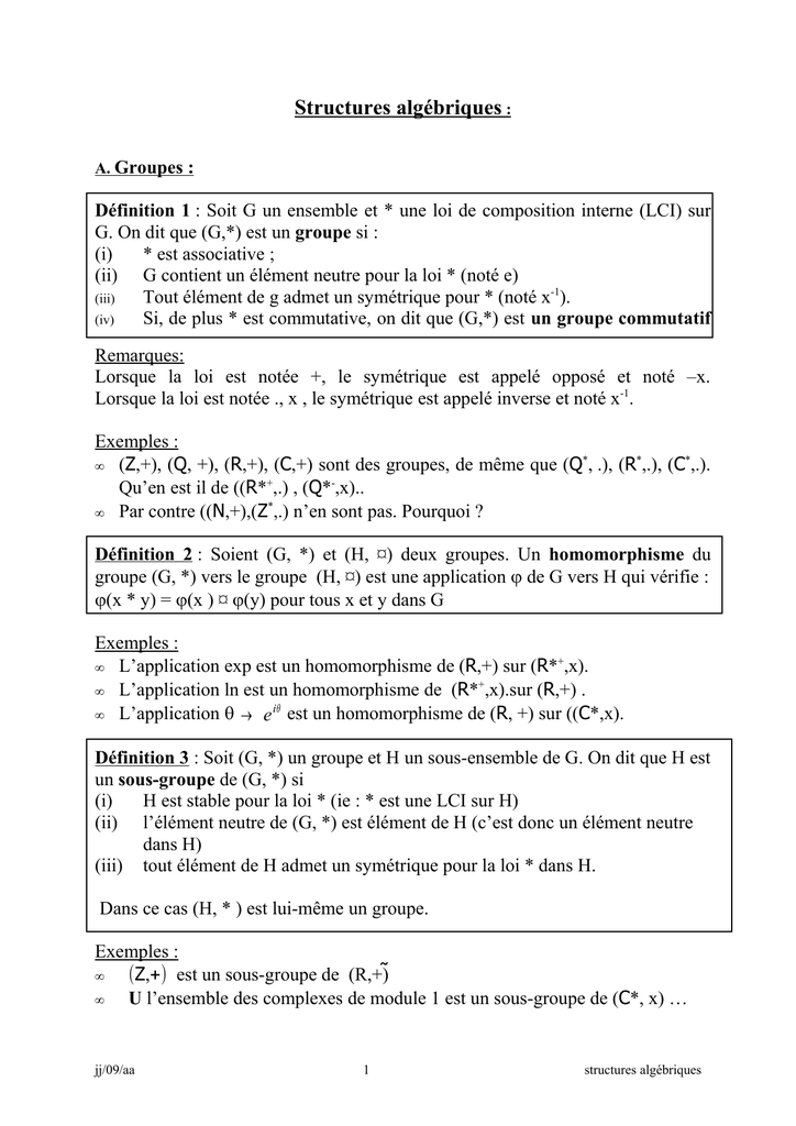 Structures Algebriques