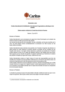 Déclaration orale Caritas Internationalis