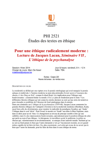 PHI 2521 Études des textes en éthique Pour une éthique
