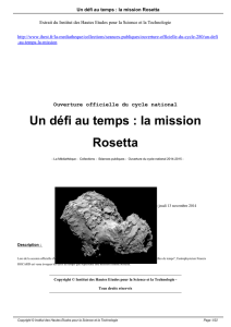 Un défi au temps : la mission Rosetta