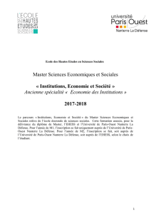 Master Sciences Economiques et Sociales &laquo; Institutions, Economie