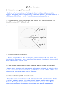 Q La Terre et les astres. Q 1 Comment a-t