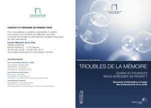 Troubles de la mémoire - Ensemble Hospitalier de la Côte EHC