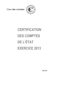 Acte de certification des comptes de l`État exercice 2013