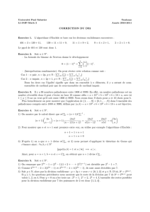CORRECTION DU DS2 Exercice 1. L`algorithme d`Euclide se base