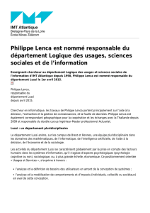 Philippe Lenca est nommé responsable du département Logique