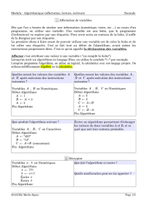 Module : Algorithmique (affectation, lecture