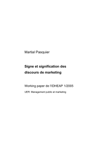 Martial Pasquier Signe et signification des discours de marketing