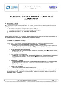 FICHE DE STAGE : EVOLUATION D`UNE CARTE ALIMENTATION