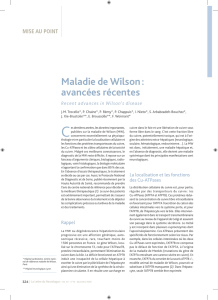 Maladie de Wilson : avancées récentes – Recent