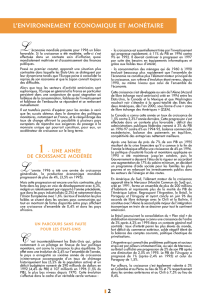 L`environnement &eacute;conomique et financier en 1996