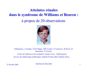 Atteintes rénales dans le syndrome de Williams et Beuren : à p