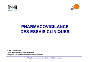 PHARMACOVIGILANCE DES ESSAIS CLINIQUES