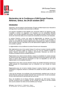 Déclaration de la Conférence d`UNI Europa Finance, Athènes