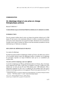 Un dépistage élargi et une prise en charge thérapeutique précoce