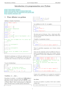 Introduction à la programmation avec Python 1 Pour