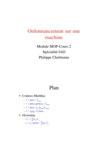 Ordonnancement sur une machine Plan