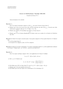 Licence de Mathématiques. Topologie 1993