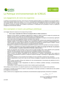 La Politique environnementale de SCRELEC ISO 14001