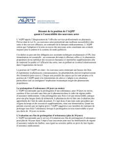 Résumé de la position de l`AQPP - Association québécoise des