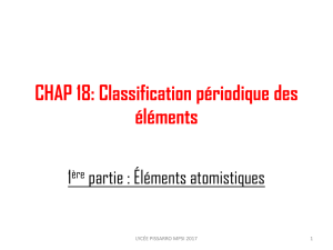 CHAP 18: Classification périodique des éléments