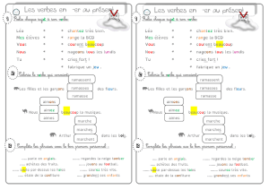 Les verbes en –-er au présent Les verbes en