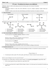 TP P cours - O Oxydation n des alco ools et des s - Physique