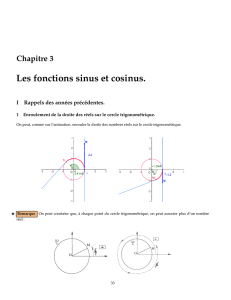 Le troisième chapitre, les fonctions cosinus et sinus, à
