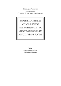 Conseil économique et social, enjeux sociaux et concurrence