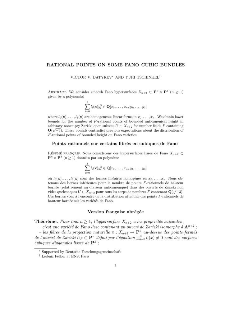 Rational Points On Some Fano Cubic Bundles Points