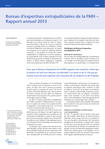 Bureau d`expertises extrajudiciaires de la FMH – Rapport annuel 2013