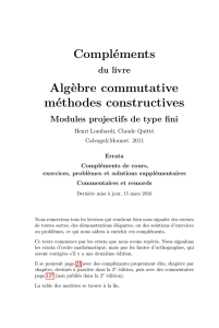 Compléments Algèbre commutative méthodes constructives