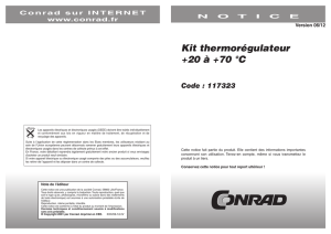 Kit thermorégulateur +20 à +70 °C Code