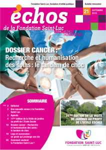 DOSSIER CANCER : - Fondation Saint-Luc