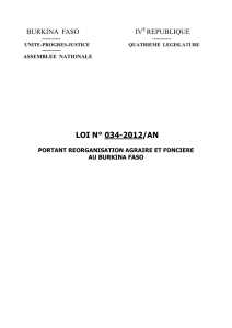 Loi n°034 AN portant réorganisation agraire et foncière au Burkina