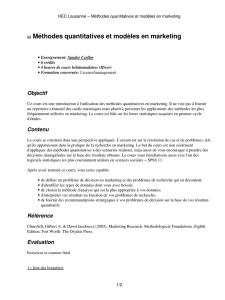 HEC Lausanne - Méthodes quantitatives et modèles en marketing