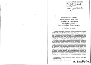Economie islamique, principes et réalités : l`expérience récente des
