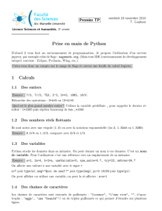 Prise en main de Python 1 Calculs