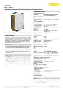 Data sheet - VEGATOR 112 - Transmetteur bicanal pour la détection