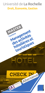 Master Tourisme parcours Management des activités hôtelières et