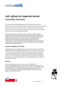 Lait, calcium et risque de cancer: nouvelles données