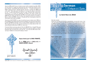Sermon de l`Évêque-à-l`Épée Janvier 2002