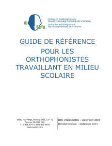 guide de référence pour les orthophonistes travaillant en