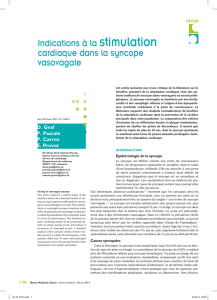 Indications à la stimulation cardiaque dans la syncope vasovagale