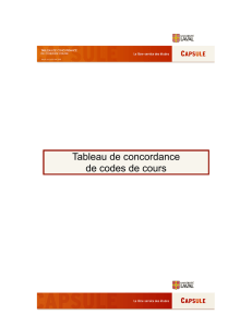 Tableau de concordance de codes de cours - Capsule