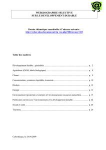webliographie selective sur le developpement durable