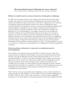 Rapport du Comité national sur le dépistage du cancer