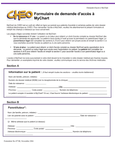 Formulaire de demande d`accès à MyChart